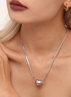 鑫艺鑫不锈钢甜美爱心超强磁铁可拆分吊坠锁骨项链气质韩国配饰女