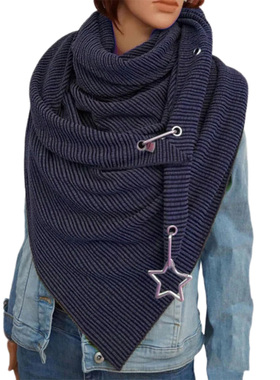 ter Solid Color Button Star Soft Wrap Thick Warm Scarf Shawl