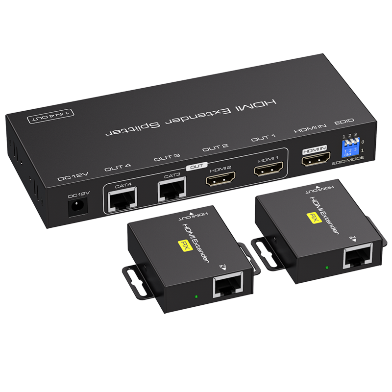 Vpfet hdmi网线延长器一分二四八口分配延长高清1080p转RJ45网络POC单边供电1分2/4/8单网线传输器 - 图0