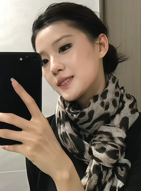 豹纹丝巾女款2026新款系脖高级感