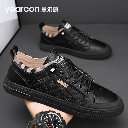 意尔康板鞋男鞋2026新款春夏季透气爆款一脚蹬男士休闲小白鞋高端 - 图0