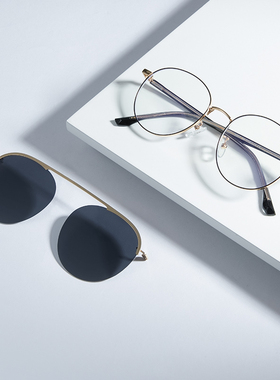 cyxus圆框防蓝光偏光墨镜磁吸