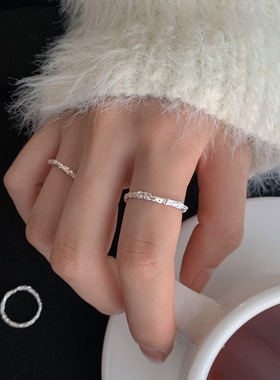 S925银树枝交错开口戒指女简约