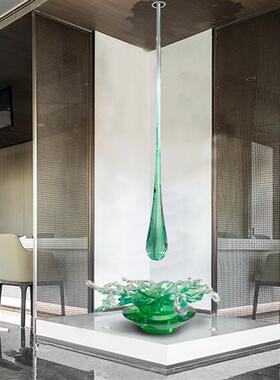 大型透明水滴雕塑吊饰酒店客厅玄关树脂水花摆件装饰工艺术品挂件