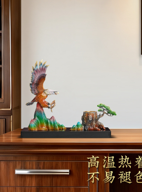 大展宏图铜老鹰笔筒摆件开业礼物