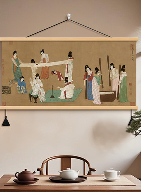 千里江山图客厅卷轴画山水画招财