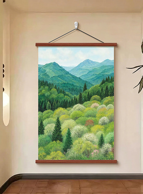 春意芳花绿色系装饰画小清新壁画