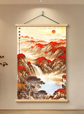 泰山图进门正对墙有山无水挂画