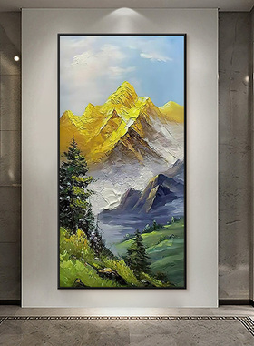 龙脉靠山图西墙玄关贴画自粘