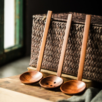 Japan-style Wooden Soup Spoon with Noodle Bowl Spoon Long Handle Turtle Chia Tattooing large soup spoon Hot Pot leaking spoon No lacquered taste one thousand Noodles Spoon