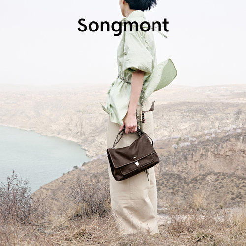 【张婧仪同款】Songmont山下有松植鞣羊皮山行邮差包通勤单肩包 - 图2