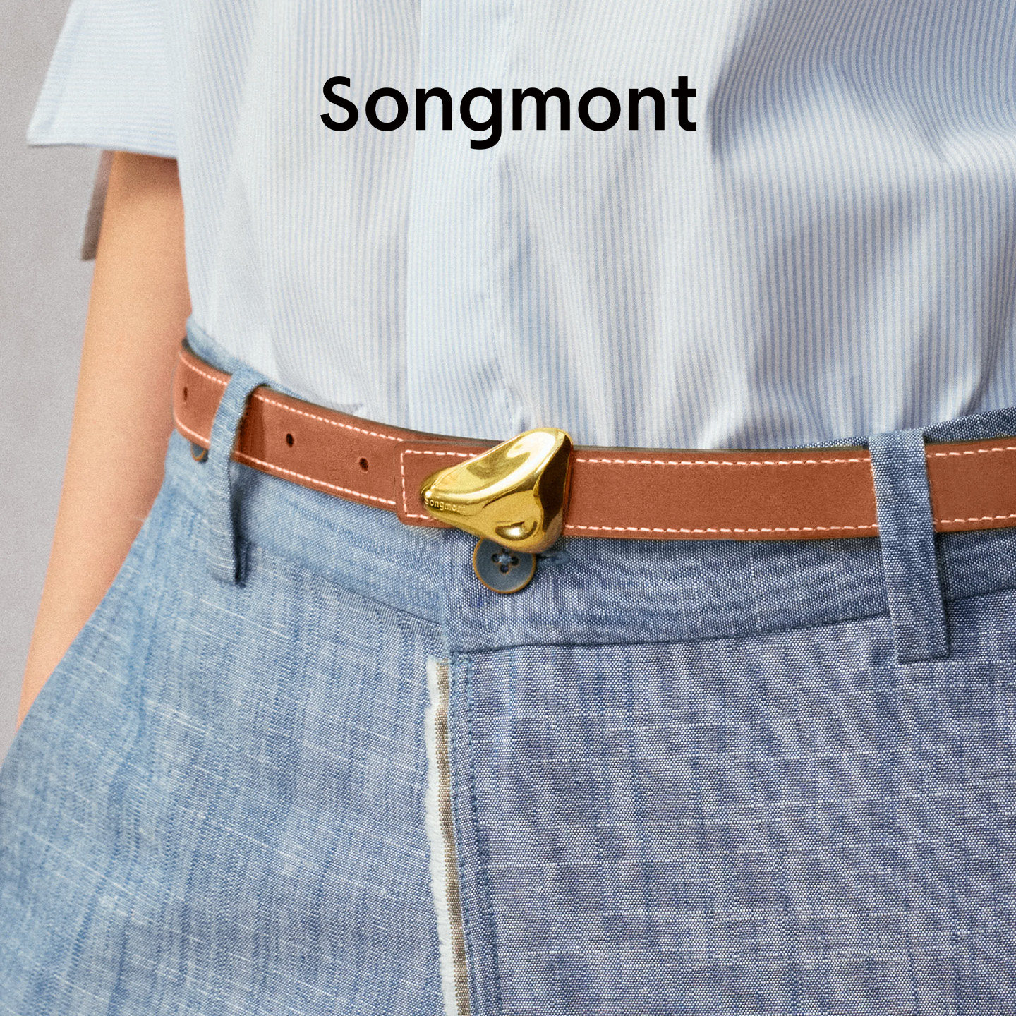 Women's belt songmont first layer cowhide designer