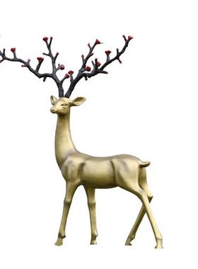 仿铜梅花鹿雕塑户外白鹿玻璃钢抽象模型园林景观大型仿真动物摆件
