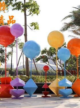户外新款热气球棒棒糖果玻璃钢雕塑商超美陈婚庆节日橱窗装饰摆件