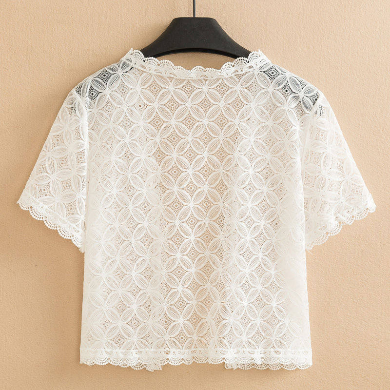  栗颜蕾丝衫/雪纺衫