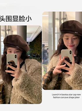 春秋适合短发帽子女八角贝雷帽鸭舌时尚女士夏季薄款圆脸夏天春夏