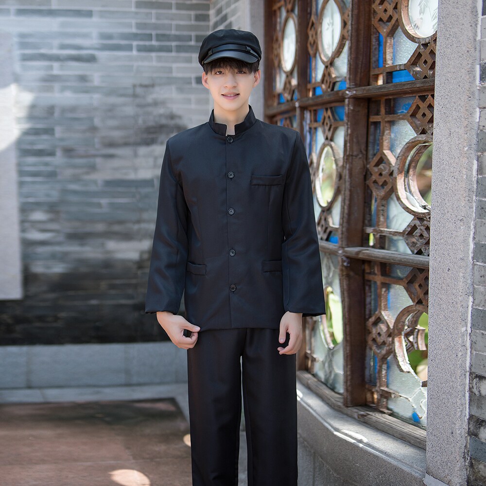 民国学生装中山装民国风五四青年装毕业班服夏季文艺表演衣服男生