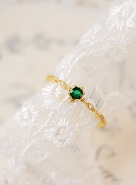 祖母绿钻活口戒指轻奢百搭食指戒