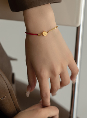 ins小众设计双面小福字红绳手链