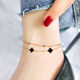 Personalized Korean style double-layered four-leaf flower anklet for female Internet celebrities, sexy rose gold titanium steel niche design anklet