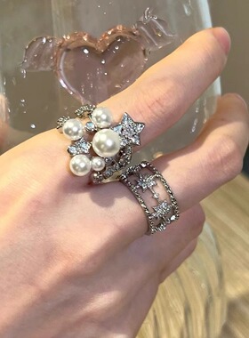 繁星点点开口戒指925银复古贵气