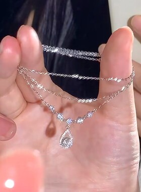 S925纯银「鱼人之泪」项链女超闪