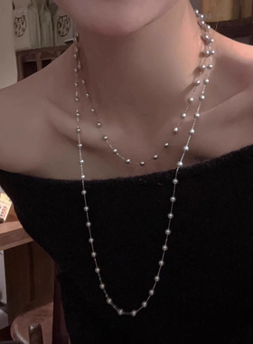 满天星长款珍珠叠戴项链女轻奢小