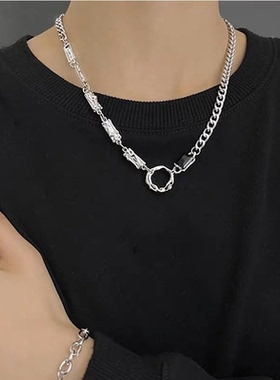 王嘉尔同款钛钢小众嘻哈圆环拼接