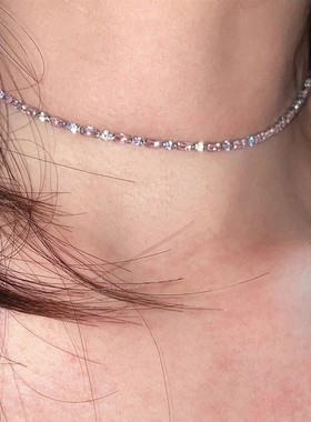 粉色锆石项链女2025新款