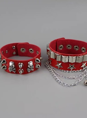 y2k朋克小众骷髅铆钉手链手环