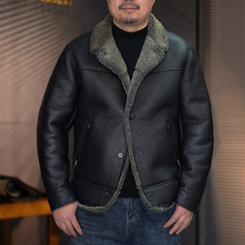 皮毛一体小西服男冬季新款系扣休闲时尚保暖复古绵羊皮外套,淘宝优惠券,粉丝福利购,淘宝优惠卷