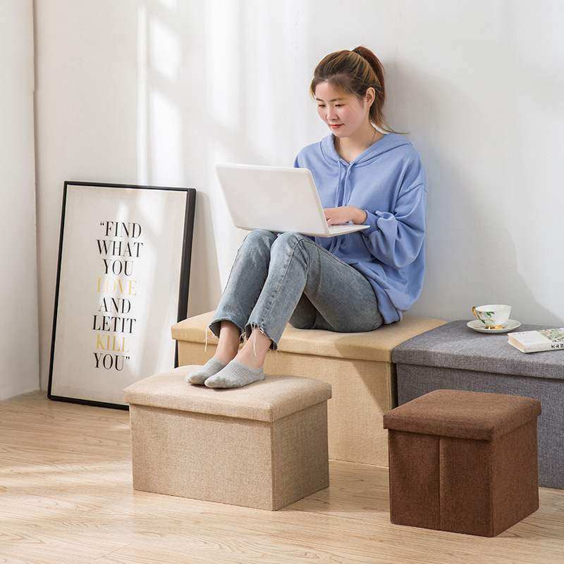 棉麻多功能收纳凳折叠家具小沙发客厅玩具储物箱可做鞋子收纳柜,淘宝优惠券,粉丝福利购,淘宝优惠卷