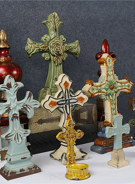 欧式复古做旧陶瓷窑变釉摆件