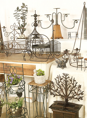 孤品大集合-美式Zakka复古铁艺烛台杂货摆件民宿客厅创意桌面装饰