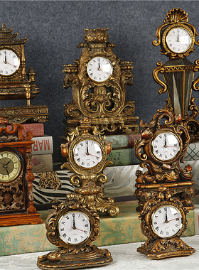 欧式复古洛可可宫廷树脂浮雕座钟