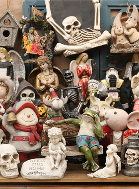 美式乡村风复古做旧氧化镁摆件