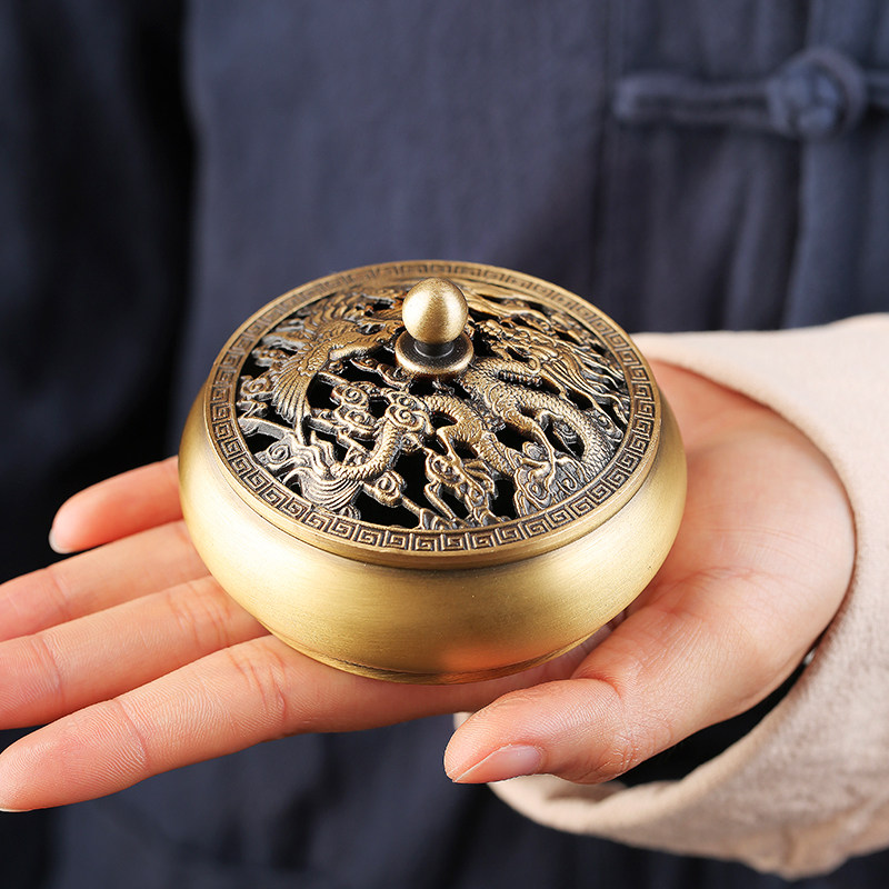 易席黄铜香炉家用室内三足全铜炉盘香檀香熏香沉香塔香线香香粉炉,淘宝优惠券,粉丝福利购,淘宝优惠卷