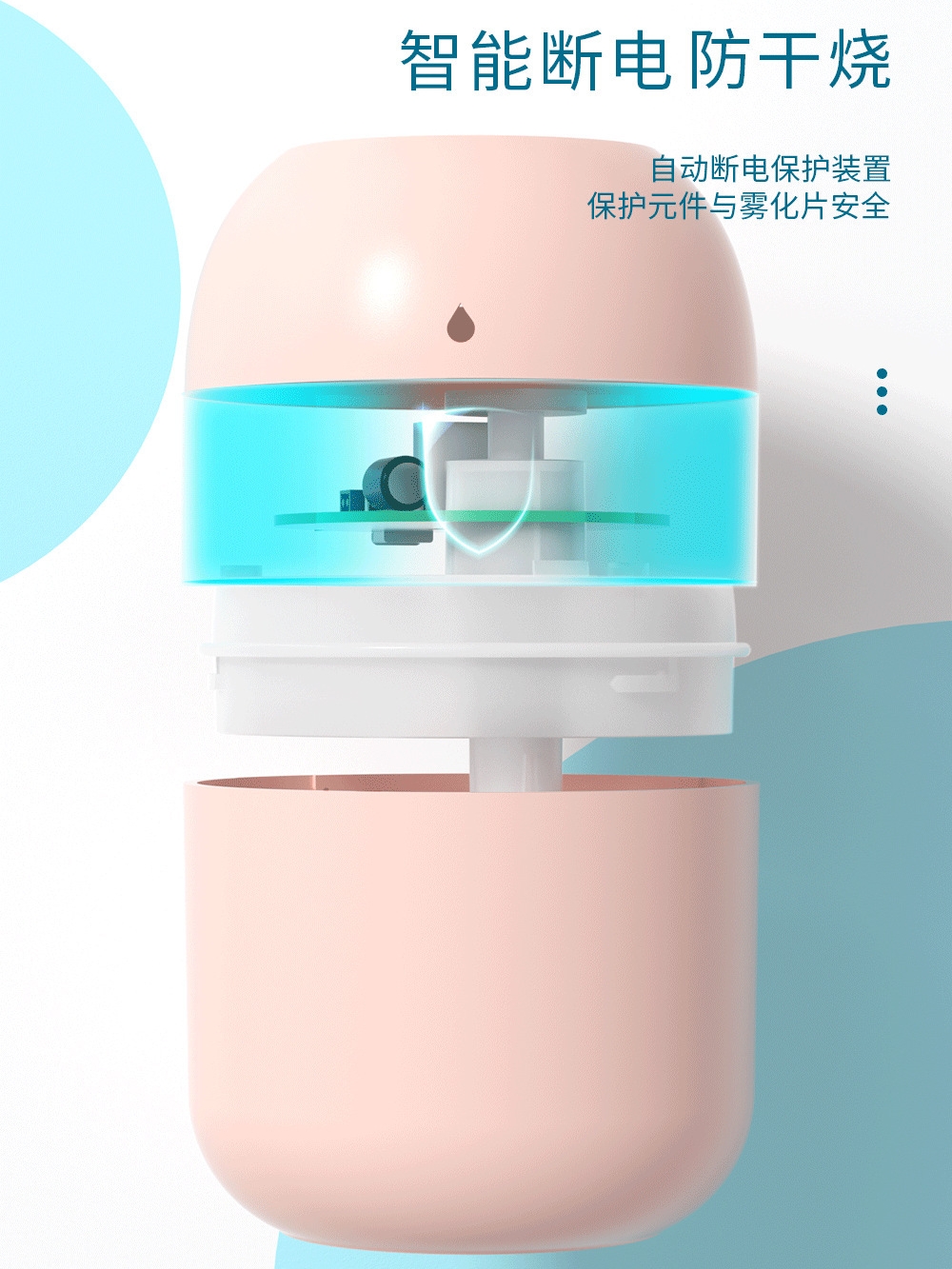 迷你彩蛋水滴加湿器彩灯车载大雾家用空气净化器静音小型加湿喷雾 - 图2