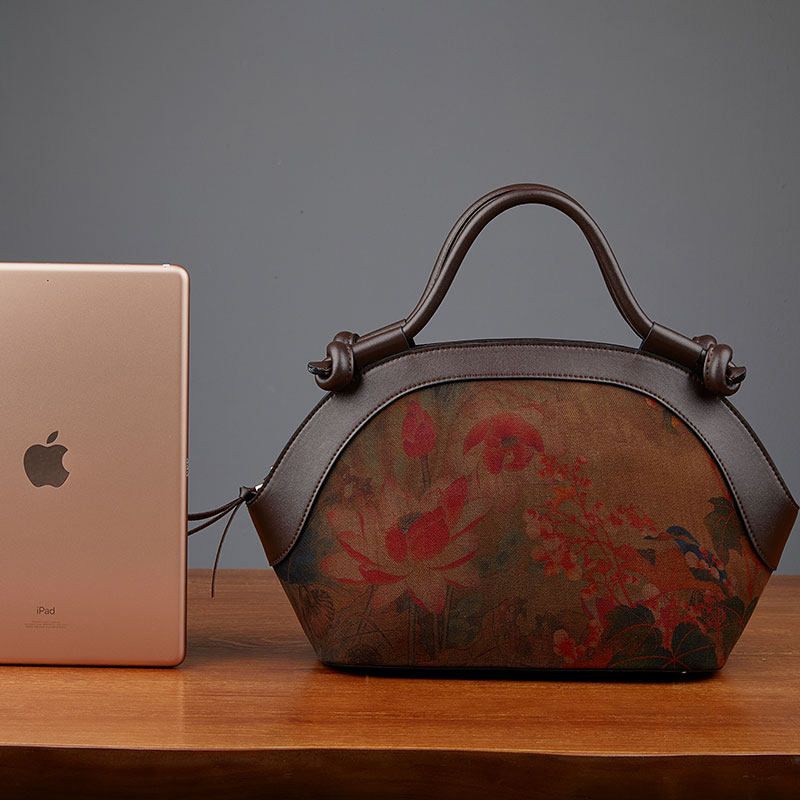 国潮民族复古风真丝绢纺印花妈妈包 咪匠女士包袋