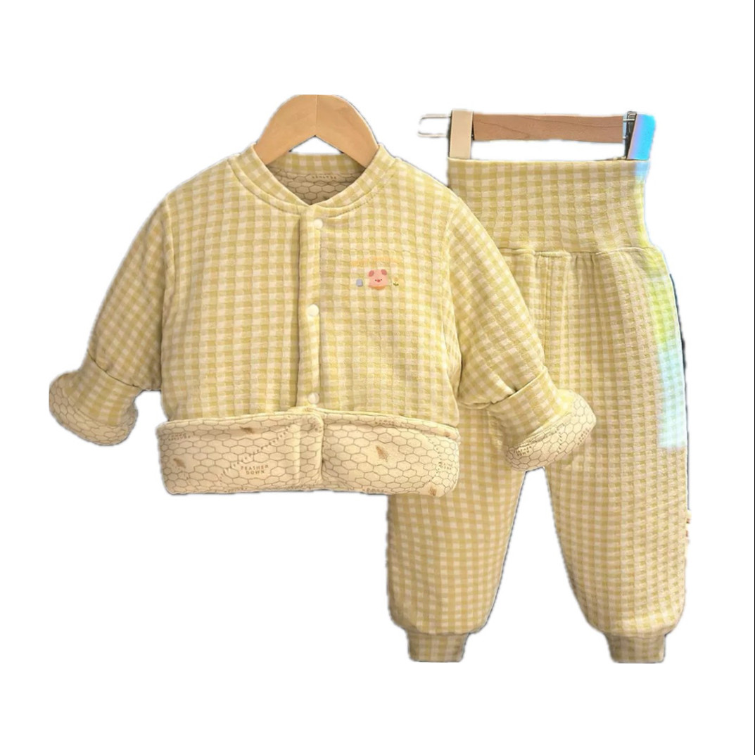 冬季夹棉加厚婴儿衣服保暖家居服套装男女宝宝棉衣两件套睡衣冬装,淘宝优惠券,粉丝福利购,淘宝优惠卷