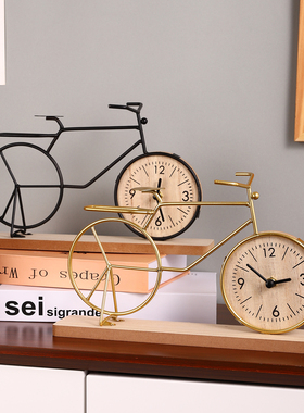 复古铁艺静音机芯时钟摆件