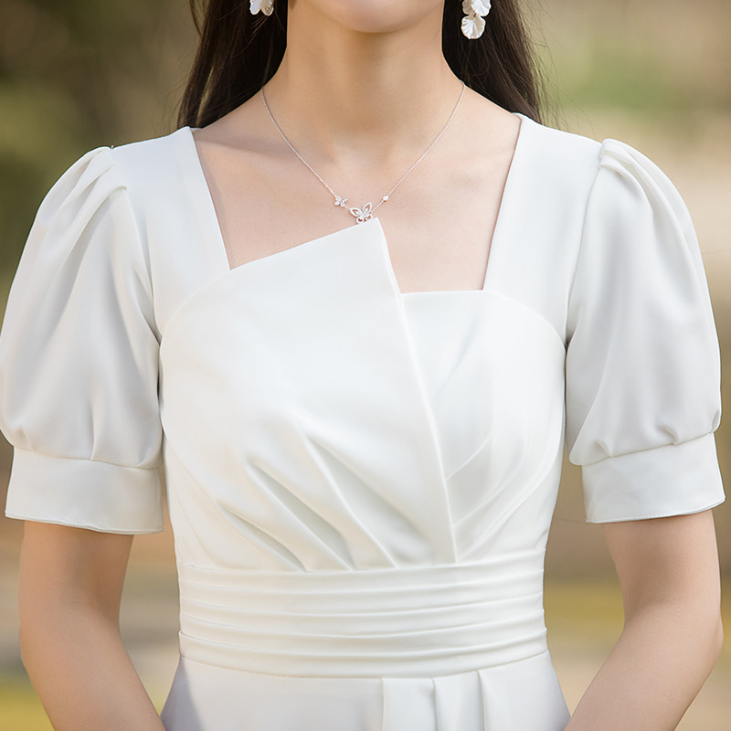 领证登记小白日常白裙子气质连衣裙 美蓓可连衣裙