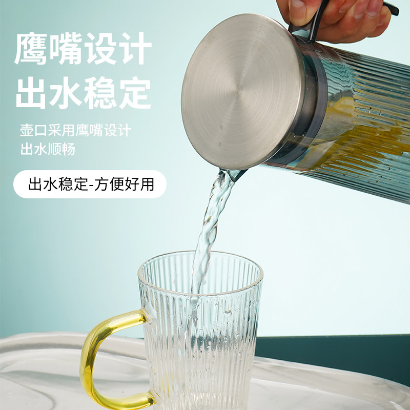 带把亚克力扎壶烟灰色冷水壶耐高温食品级塑料凉水壶餐饮泡茶水壶