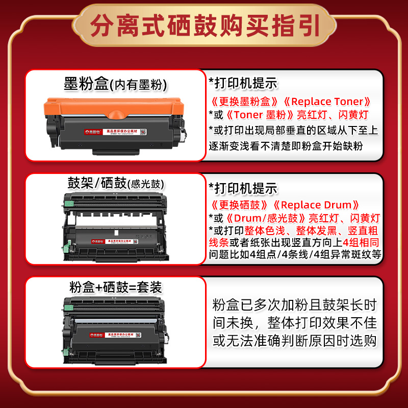 HL-L2310D能加墨粉盒TN2460通用兄弟激光打印机L2350dw自动复位碳粉盒TN2480磨合炭粉匣西固DR2455硒鼓架晒鼓 - 图1