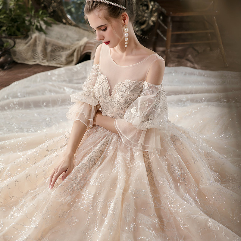 孕妇主婚纱2020新款新娘森系梦幻 月纱格婚纱