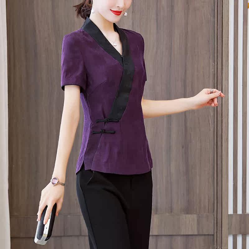 复古女式香云纱唐装短款中国风上衣 津仁妤上衣