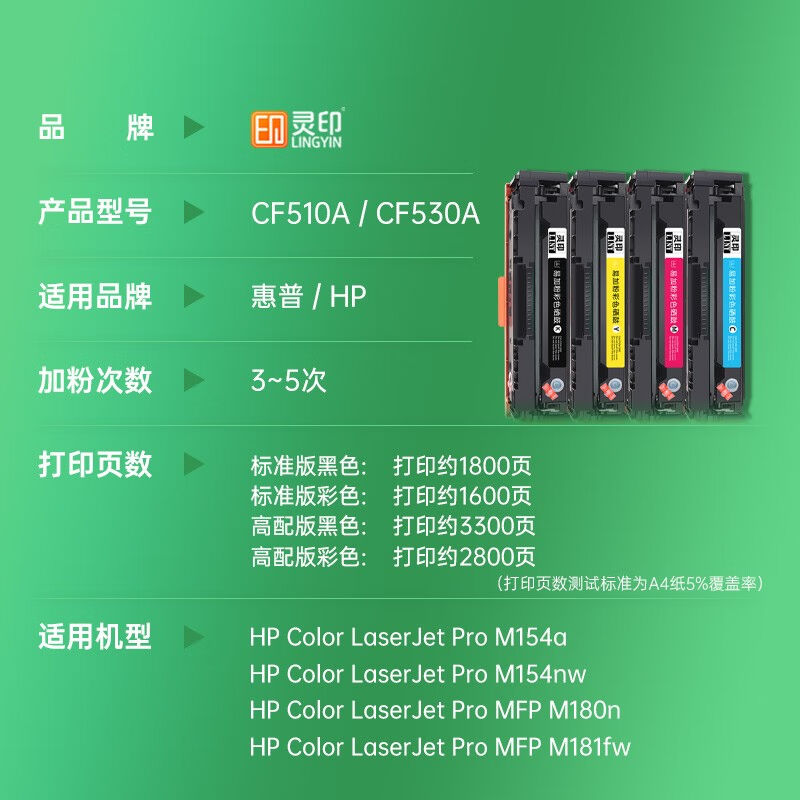 灵印惠普m154a硒鼓m180nm181fw打印机墨盒204a碳粉盒cf510a墨粉盒 - 图1