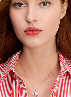 katespade桃心四叶花吊坠项链