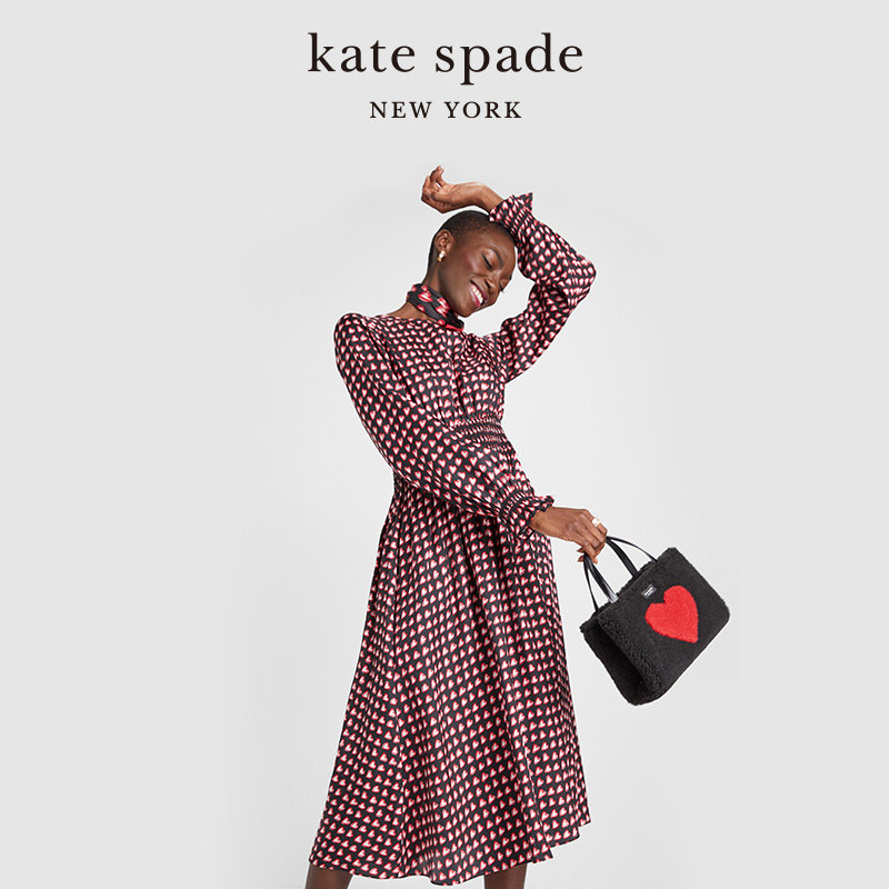 kate spade ks爱心连衣裙收腰时尚修身爱心时尚优雅长裙女士夏-图0