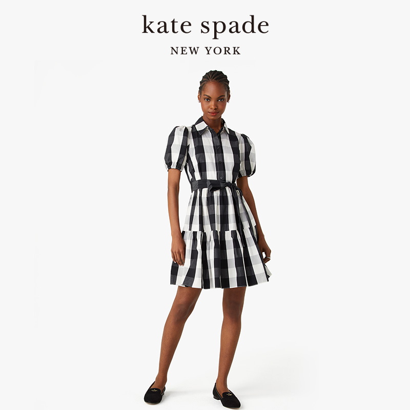 kate spade ks拼色条纹连衣裙撞色休闲设计感日常通勤秋冬款女-图0